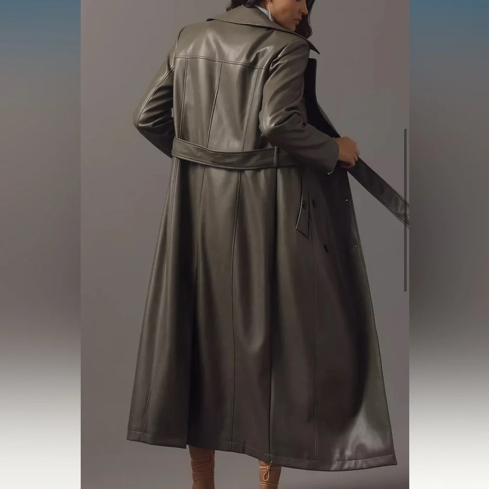 Avec Les Filles Olive Double-Breasted Trench Coat - Picture 4 of 4